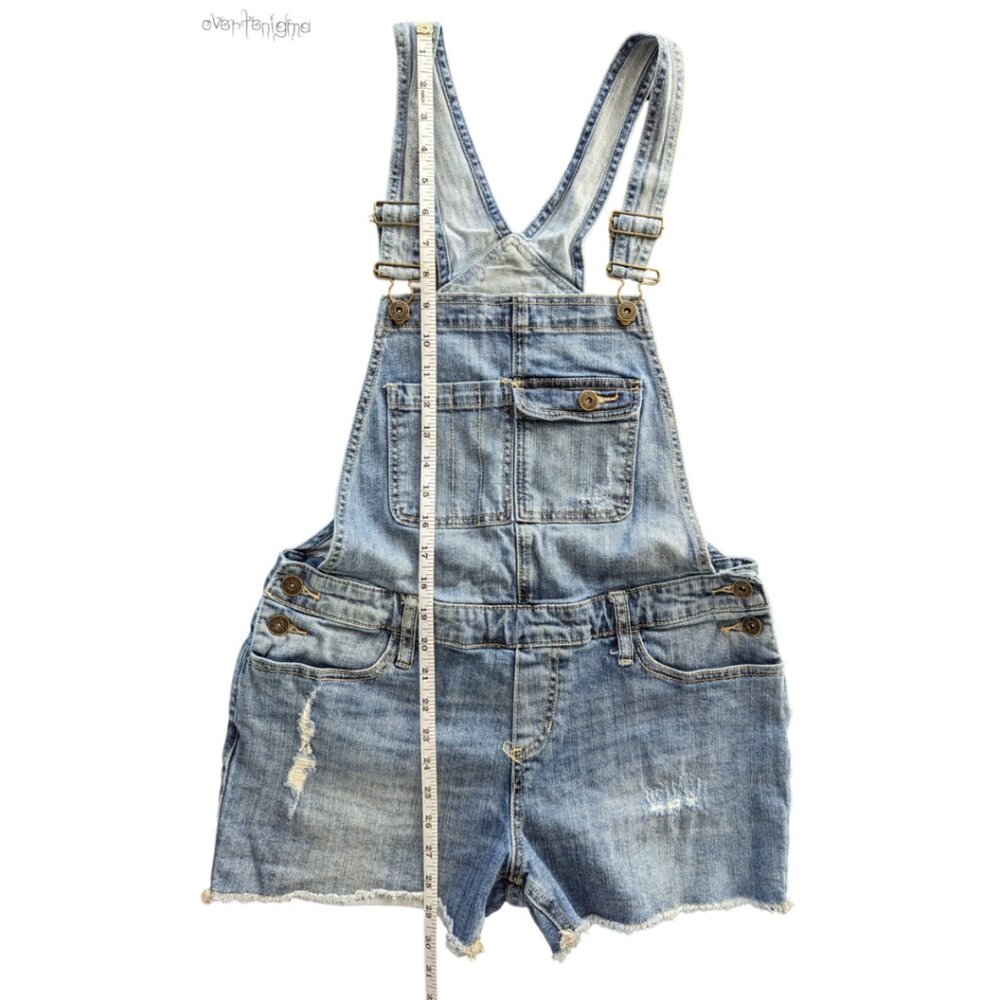 MOSSIMO distressed denim shorts overalls - Picture 5 of 7